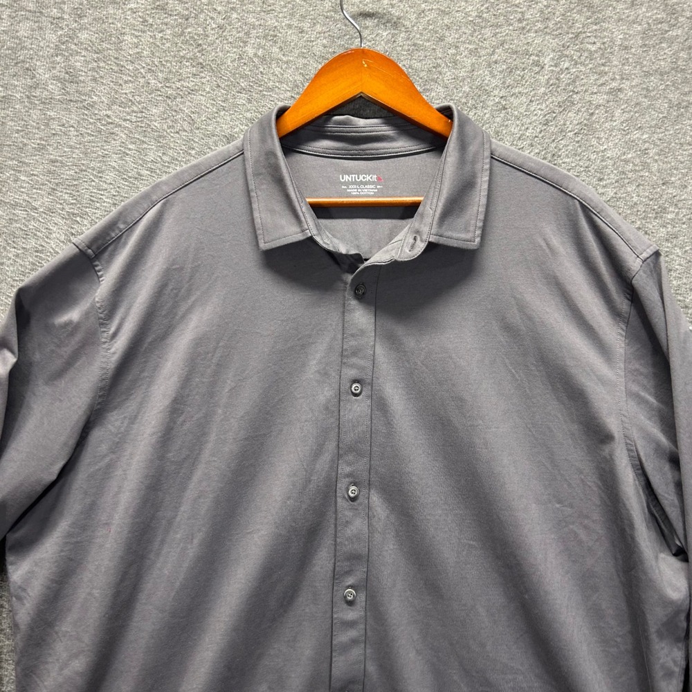 UNTUCKit Luxe Tee BD Char Gray Classic Fit Long Sleeve Button Down‎ Shirt XXXL